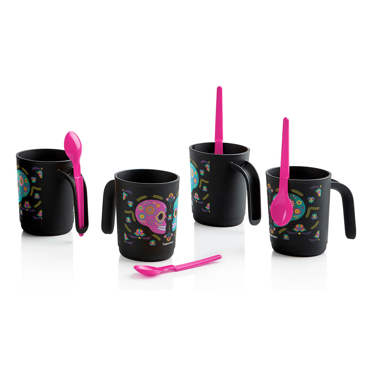Dia De Los Muertos Mug Set with Hang-On Spoons | Set of 4